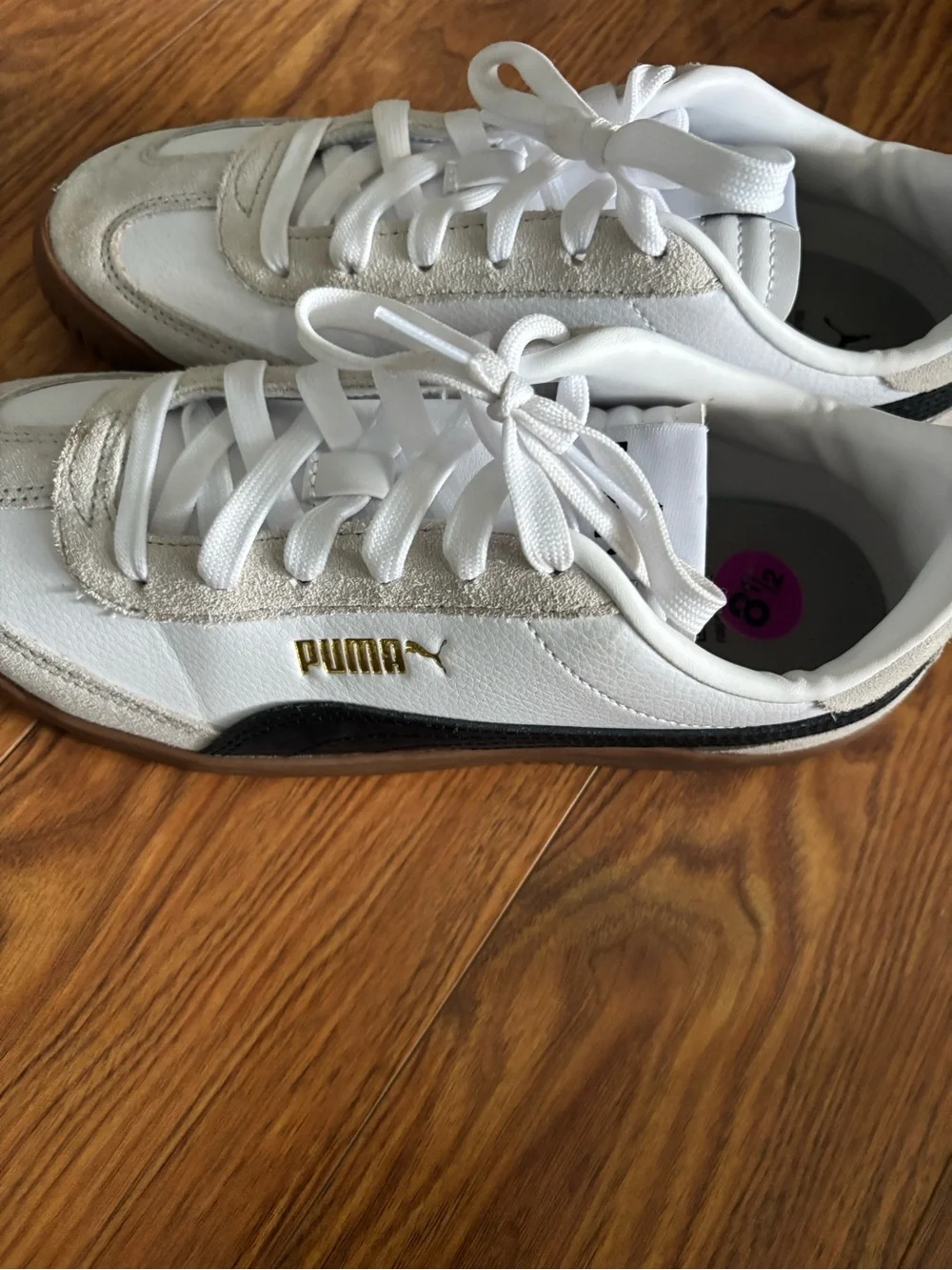 Puma Women’s White & Black Classic Suede-Trim Sneakers